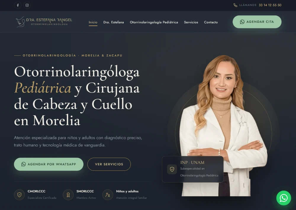 Página web de la Dra. Estefana Rangel, otorrinolaringóloga pediátrica