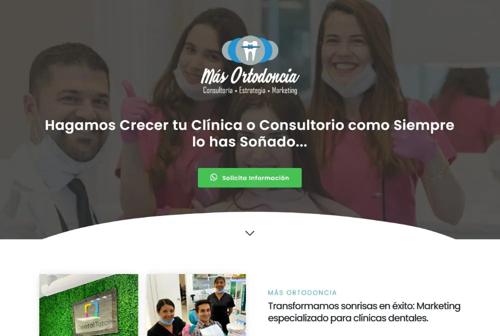Página web de Más Ortodoncia, consultoría de marketing para clínicas dentales