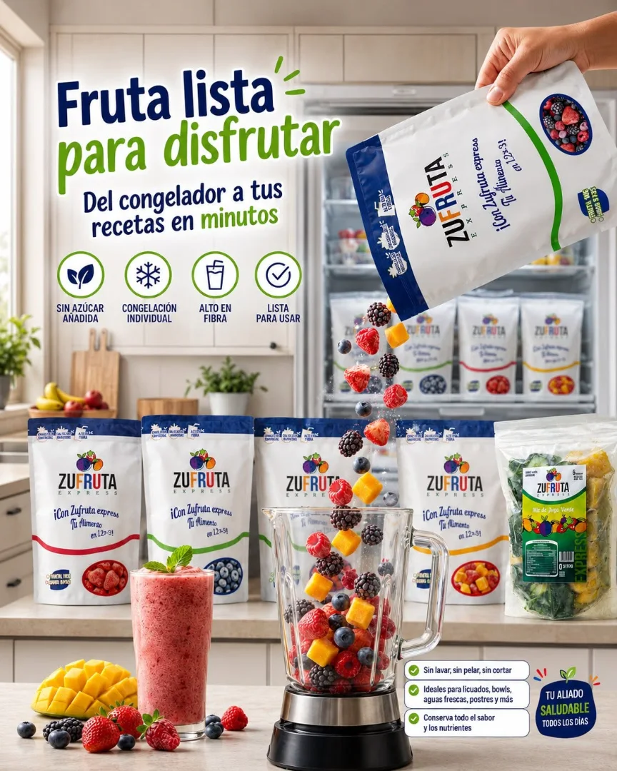 Pieza de redes: fruta lista para disfrutar, del congelador a tus recetas